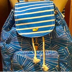 Vineyard Vines Blue and Yellow Striped Backpack